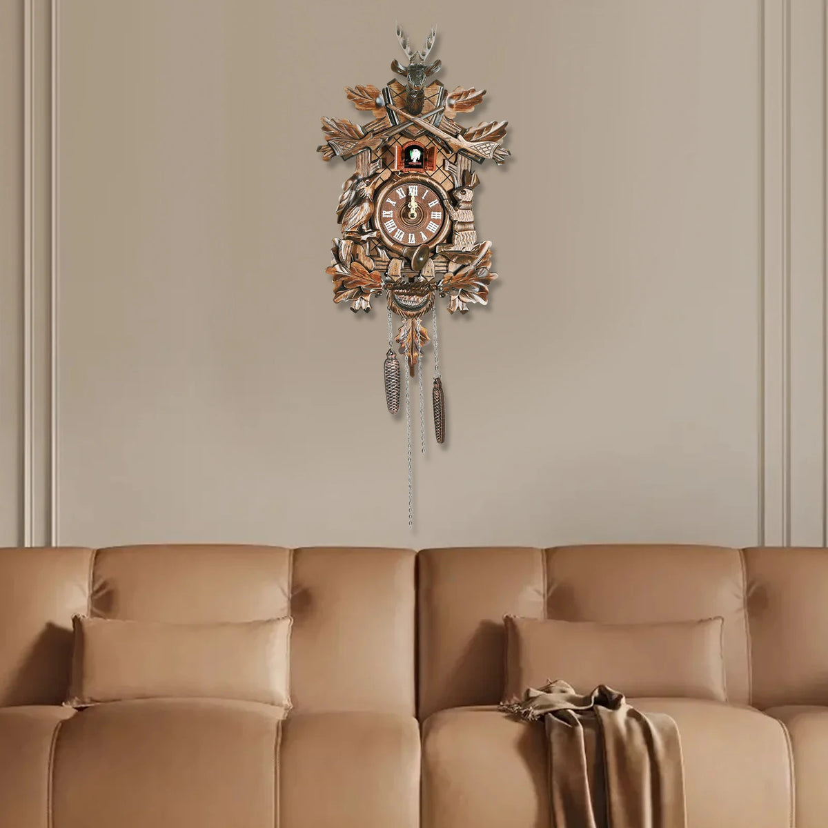 Forest Nordic Style Retro Cuckoo Wall Clock Wall Clock Cuckoo Wall Clock Wooden Hanging Wall Clock Bird Clock tea room parlor