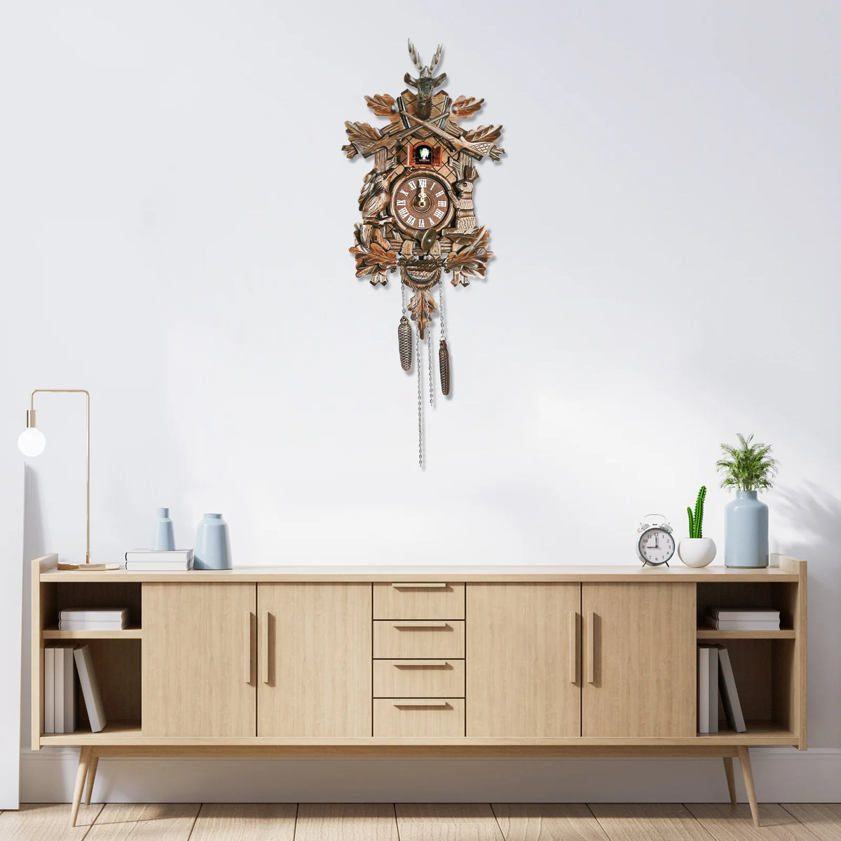 Forest Nordic Style Retro Cuckoo Wall Clock Wall Clock Cuckoo Wall Clock Wooden Hanging Wall Clock Bird Clock tea room parlor